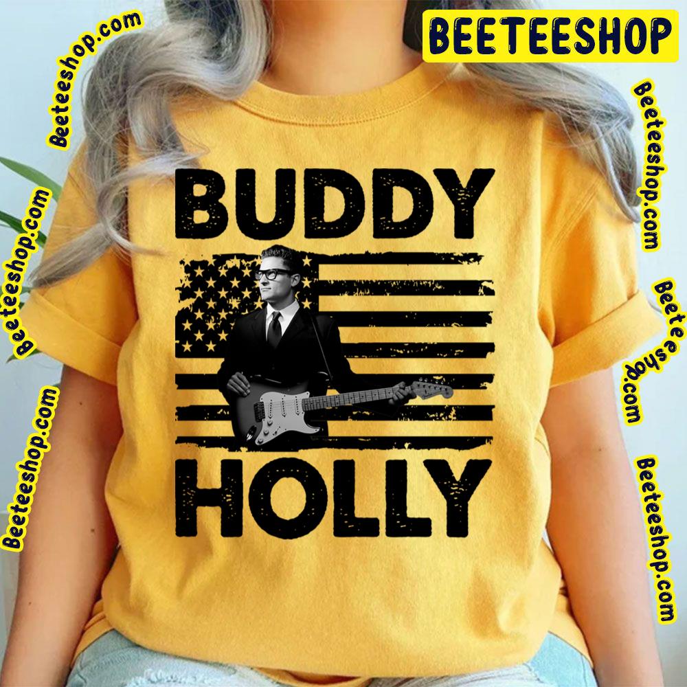 Retro American Flag Buddy Holly Trending Unisex T-Shirt Retro American Flag Buddy Holly Trending Unisex T-Shirt