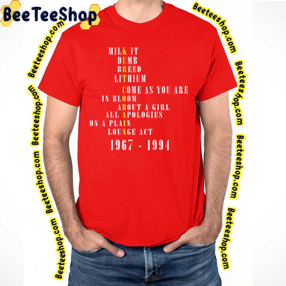 Yellow Text Kurt Cobain Trending Unisex T-Shirt Yellow Text Kurt Cobain Trending Unisex T-Shirt