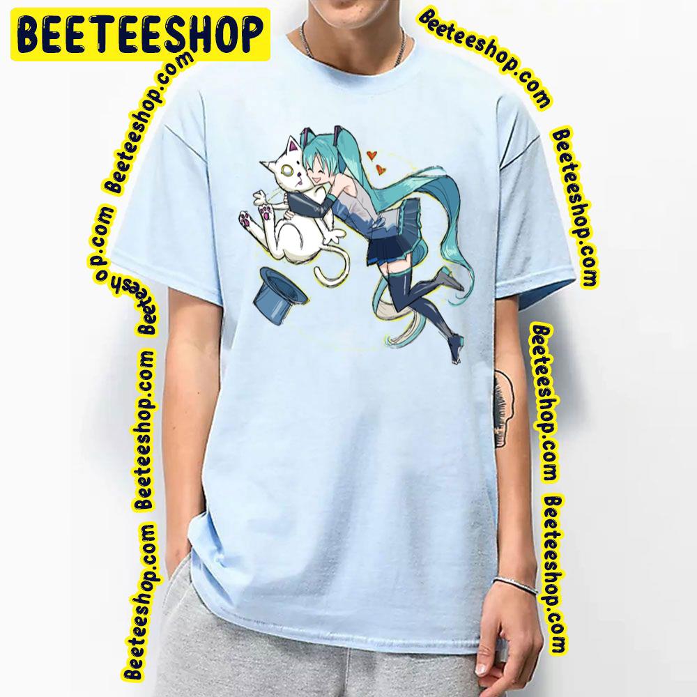 Cat And Hatsune Miku Vocaloid Trending Unisex T-Shirt Cat And Hatsune Miku Vocaloid Trending Unisex T-Shirt