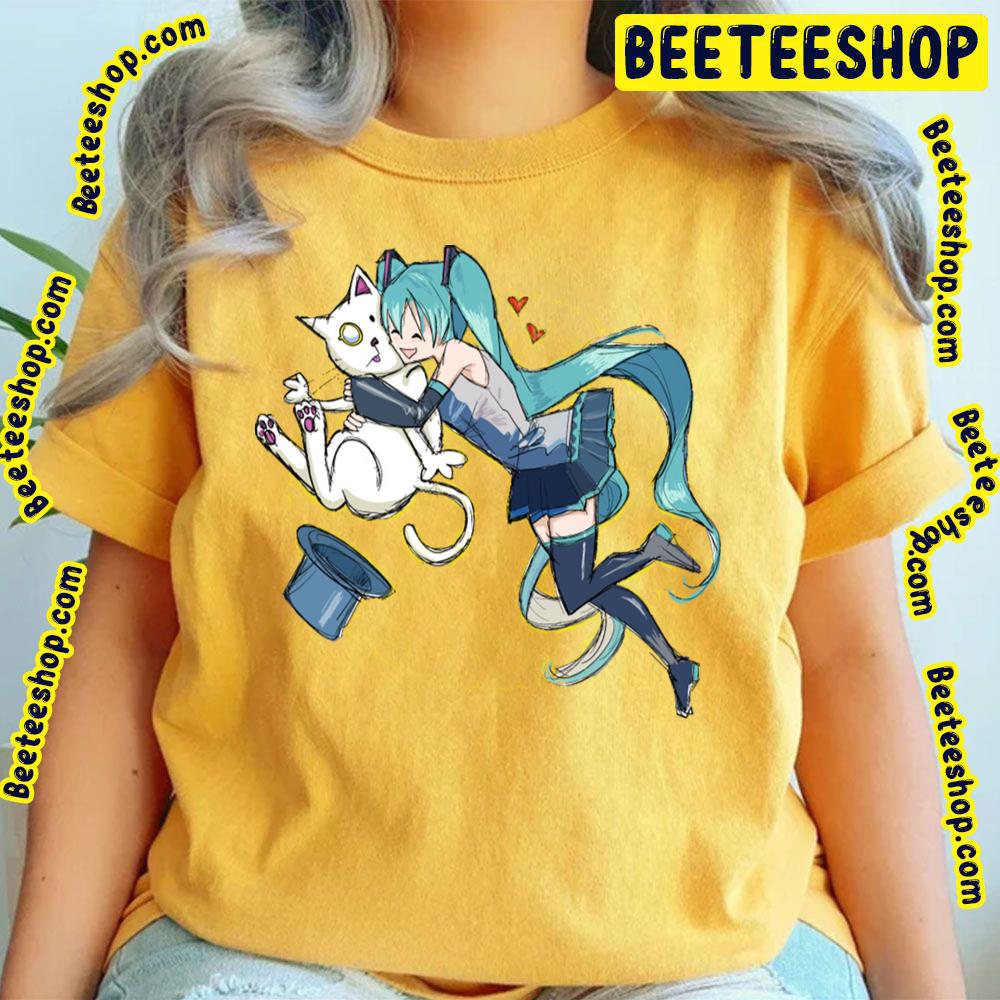 Cat And Hatsune Miku Vocaloid Trending Unisex T-Shirt Cat And Hatsune Miku Vocaloid Trending Unisex T-Shirt