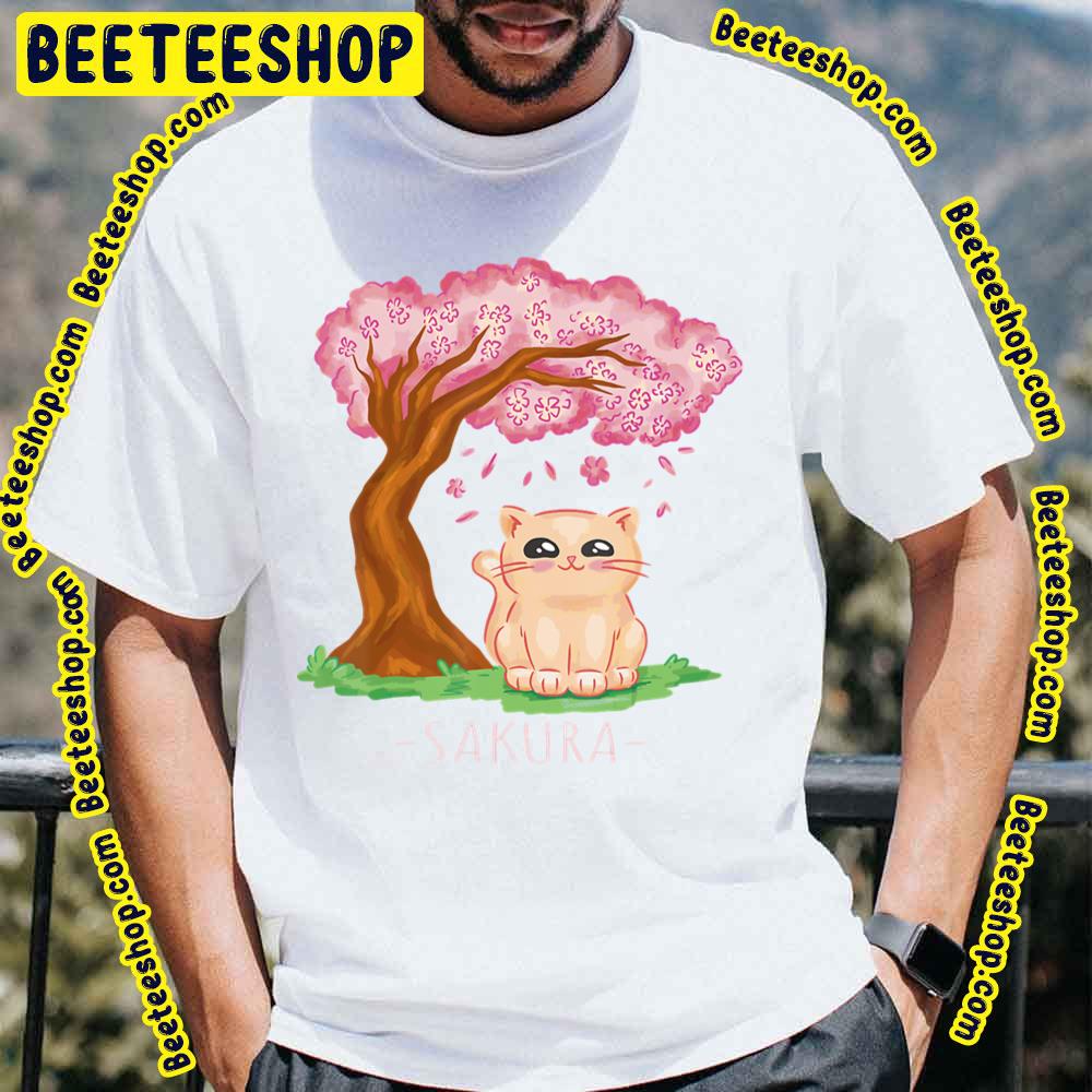 Cute Cat Japanese Cherrysakura Gari Trending Unisex T-Shirt Cute Cat Japanese Cherrysakura Gari Trending Unisex T-Shirt