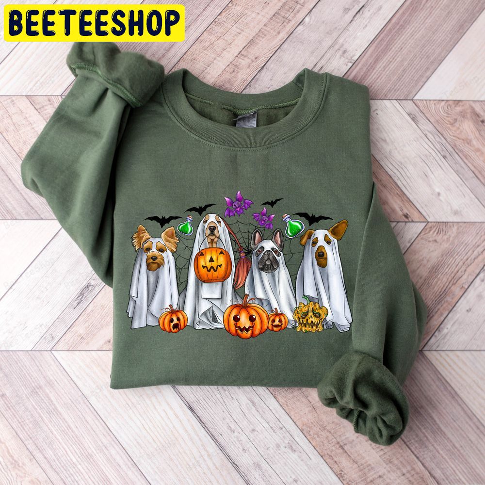 Halloween Ghost Dog Retro Spooky Season Trending Unisex Sweatshirt Halloween Ghost Dog Retro Spooky Season Trending Unisex Sweatshirt