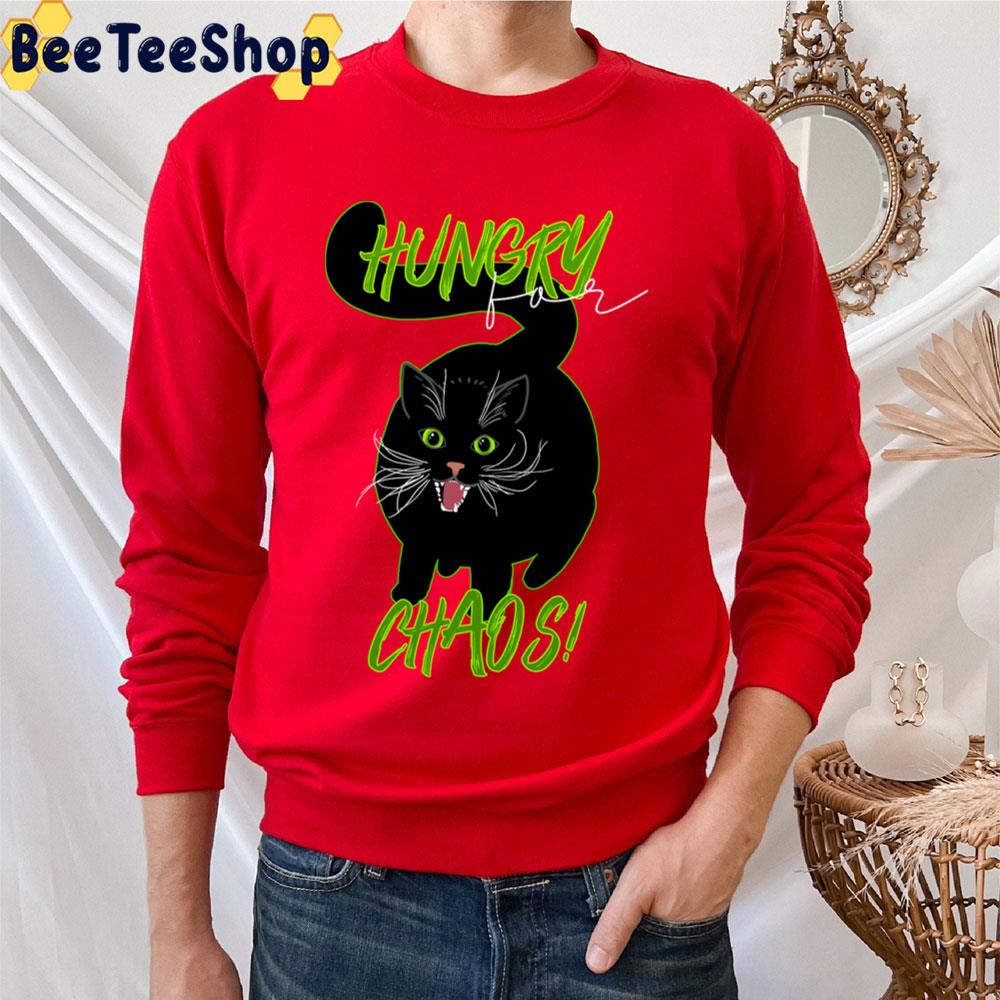 Hungry For Chaos Robot Cat Kuro Trending Unisex T-Shirt Hungry For Chaos Robot Cat Kuro Trending Unisex T-Shirt
