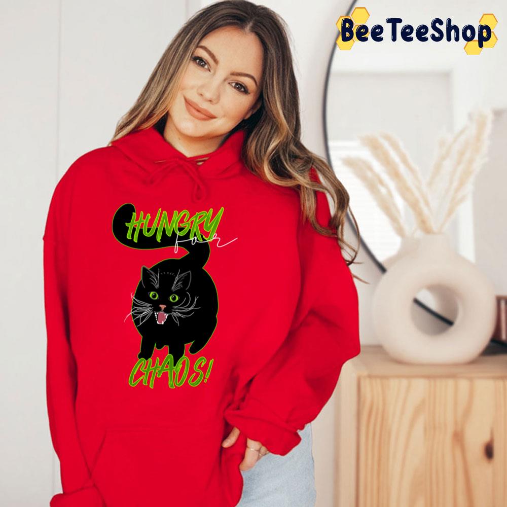 Hungry For Chaos Robot Cat Kuro Trending Unisex T-Shirt Hungry For Chaos Robot Cat Kuro Trending Unisex T-Shirt