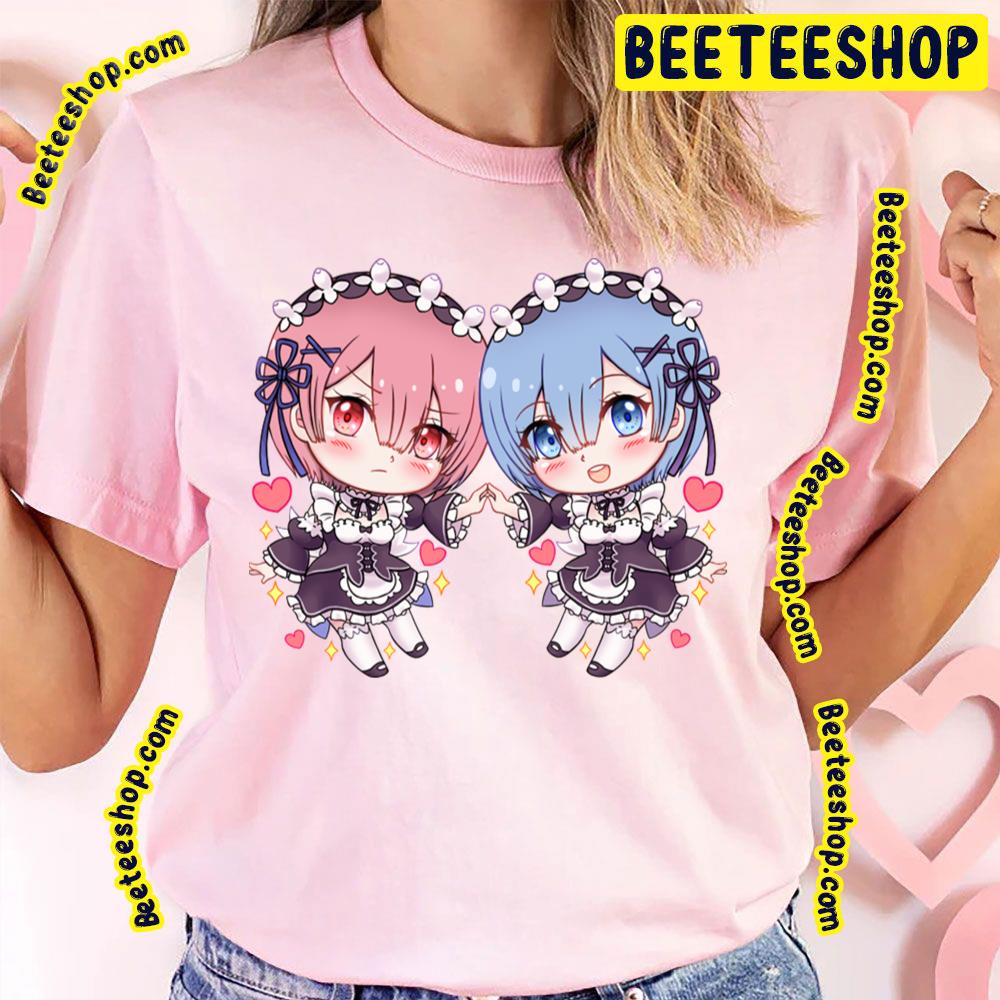 Pink And Blue Chibi Demon Maid Re Zero Trending Unisex T-Shirt Pink And Blue Chibi Demon Maid Re Zero Trending Unisex T-Shirt