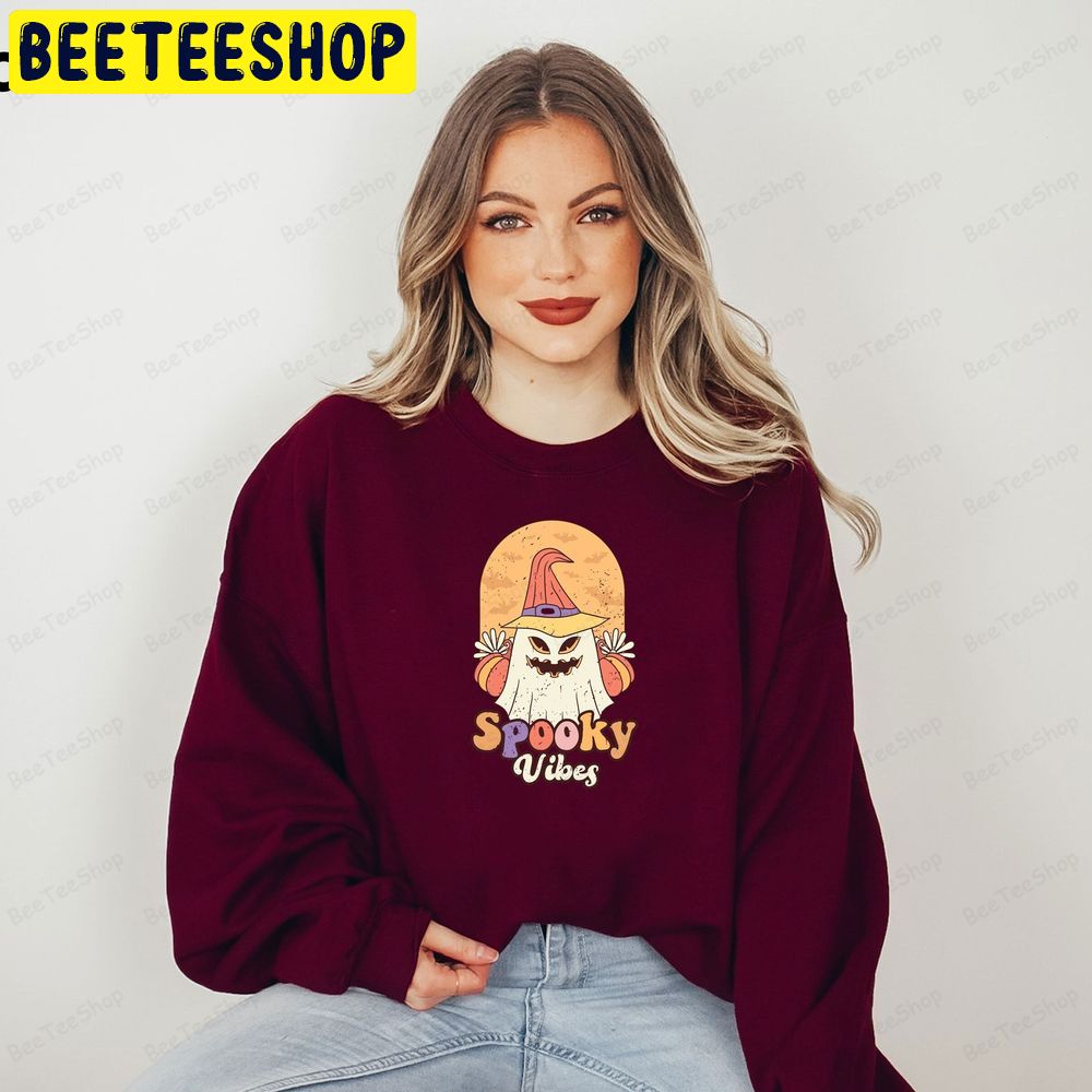 Retro Spooky Vibes Ghost Halloween Trending Unisex Sweatshirt Retro Spooky Vibes Ghost Halloween Trending Unisex Sweatshirt