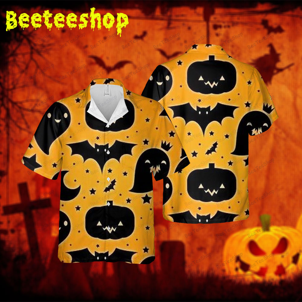 Bats Boos Pumpkins Halloween 015 Spread Collar Hawaii Shirt Bats Boos Pumpkins Halloween 015 Spread Collar Hawaii Shirt