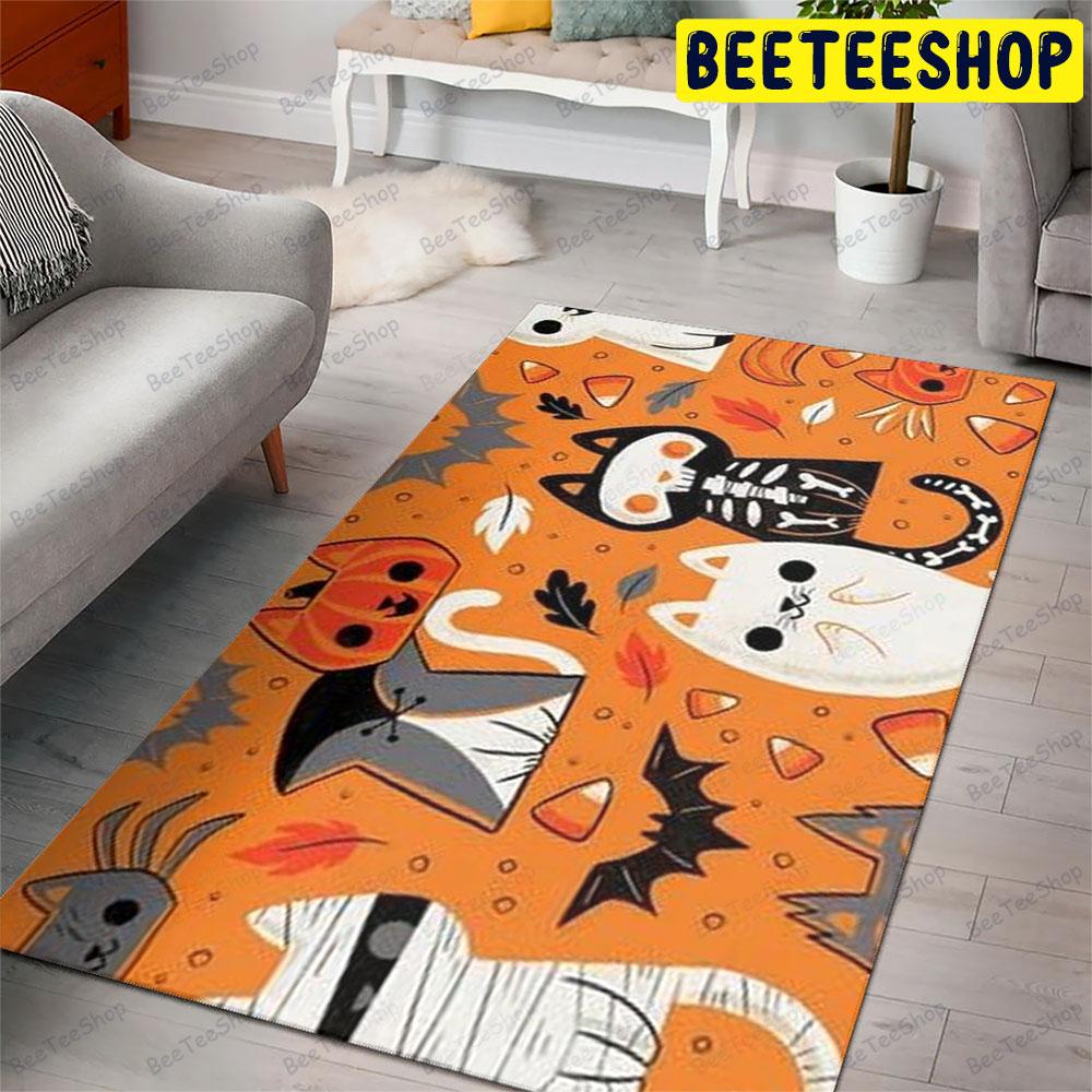Bats Cats Boos Halloween Pattern 050 Beeteeshop Rug Rectangle Bats Cats Boos Halloween Pattern 050 Beeteeshop Rug Rectangle