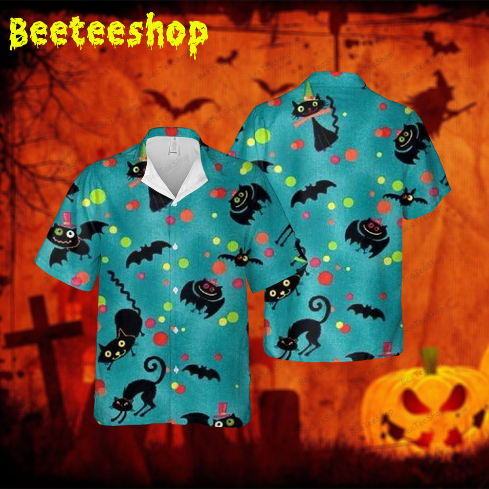 Bats Cats Halloween 322 Spread Collar Hawaii Shirt Bats Cats Halloween 322 Spread Collar Hawaii Shirt