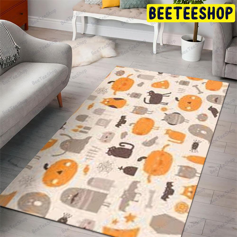 Bats Cats Pumpkins Halloween Pattern 066 Beeteeshop Rug Rectangle Bats Cats Pumpkins Halloween Pattern 066 Beeteeshop Rug Rectangle