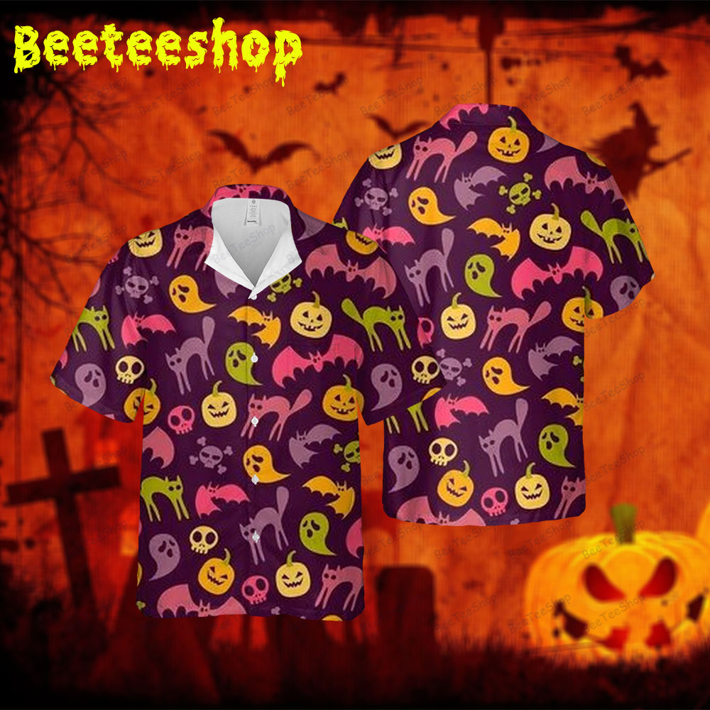 Bats Ghosts Pumpkins Halloween 092 Spread Collar Hawaii Shirt Bats Ghosts Pumpkins Halloween 092 Spread Collar Hawaii Shirt