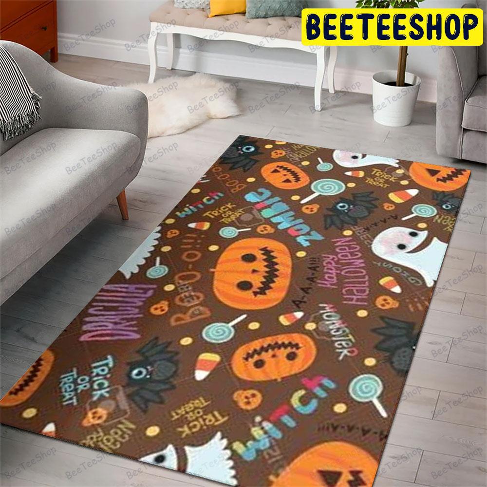 Candy Ghosts Pumpkins Halloween Pattern 253 Beeteeshop Rug Rectangle Candy Ghosts Pumpkins Halloween Pattern 253 Beeteeshop Rug Rectangle
