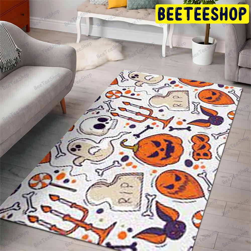 Candy Skulls Bats Boos Pumpkins Halloween Pattern Beeteeshop Rug Rectangle Candy Skulls Bats Boos Pumpkins Halloween Pattern Beeteeshop Rug Rectangle