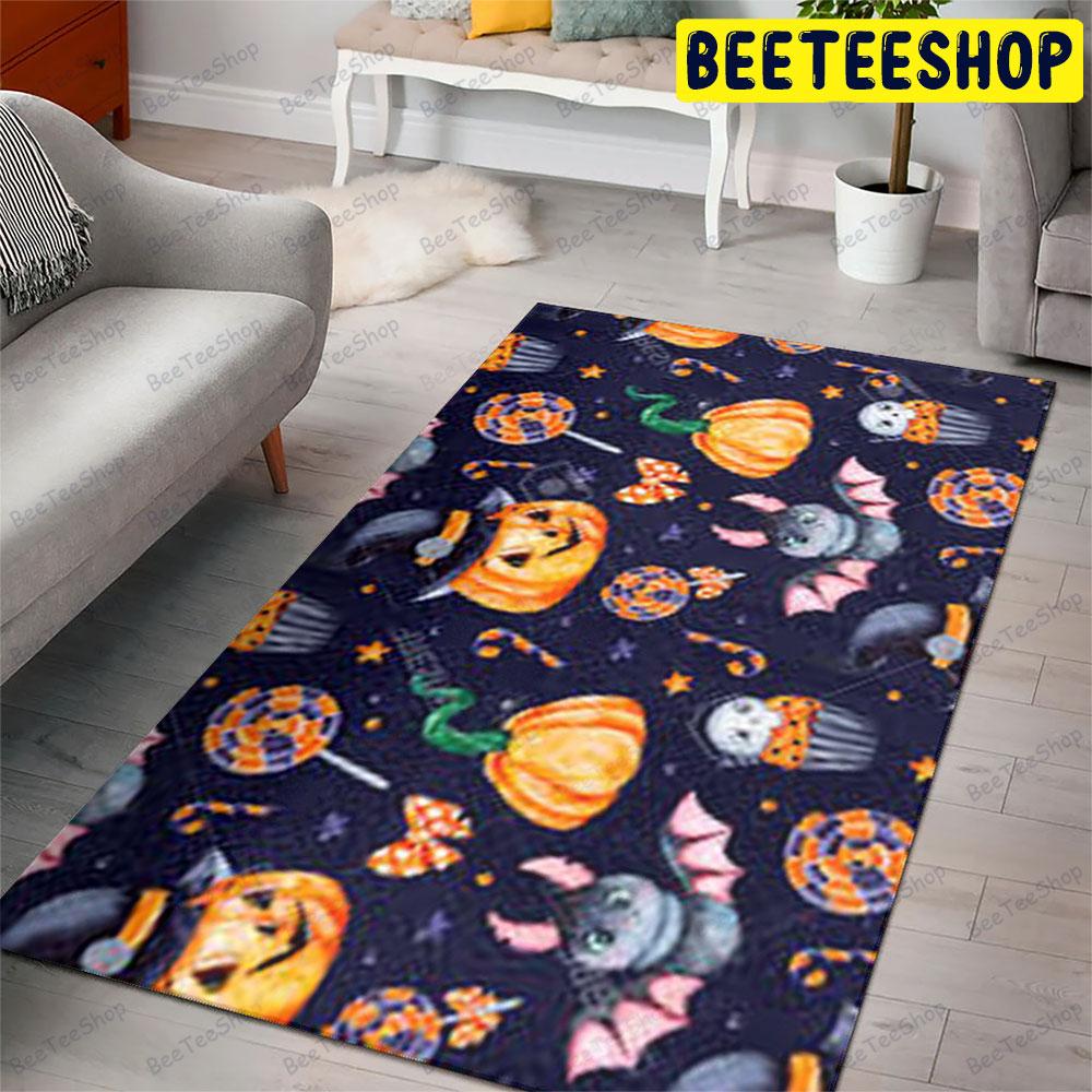 Candy Skulls Bats Pumpkins Halloween Pattern Beeteeshop Rug Rectangle Candy Skulls Bats Pumpkins Halloween Pattern Beeteeshop Rug Rectangle