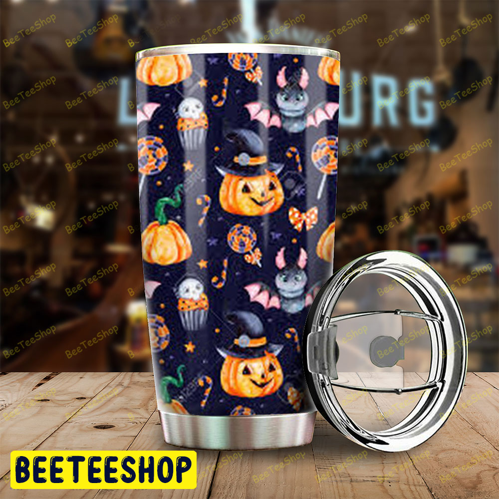 Candy Skulls Bats Pumpkins Halloween Pattern Tumbler Candy Skulls Bats Pumpkins Halloween Pattern Tumbler
