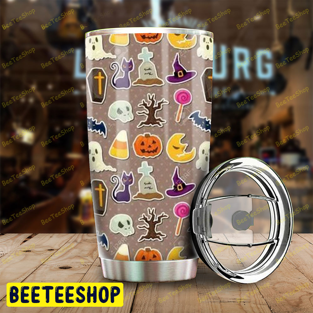 Candy Witch Hats Skulls Ghosts Pumpkins Halloween Pattern Tumbler Candy Witch Hats Skulls Ghosts Pumpkins Halloween Pattern Tumbler