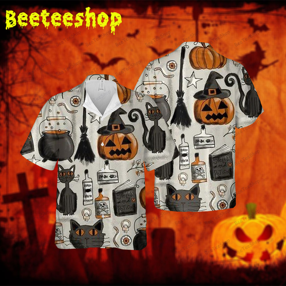 Cats Pumpkins Halloween 051 Spread Collar Hawaii Shirt Cats Pumpkins Halloween 051 Spread Collar Hawaii Shirt
