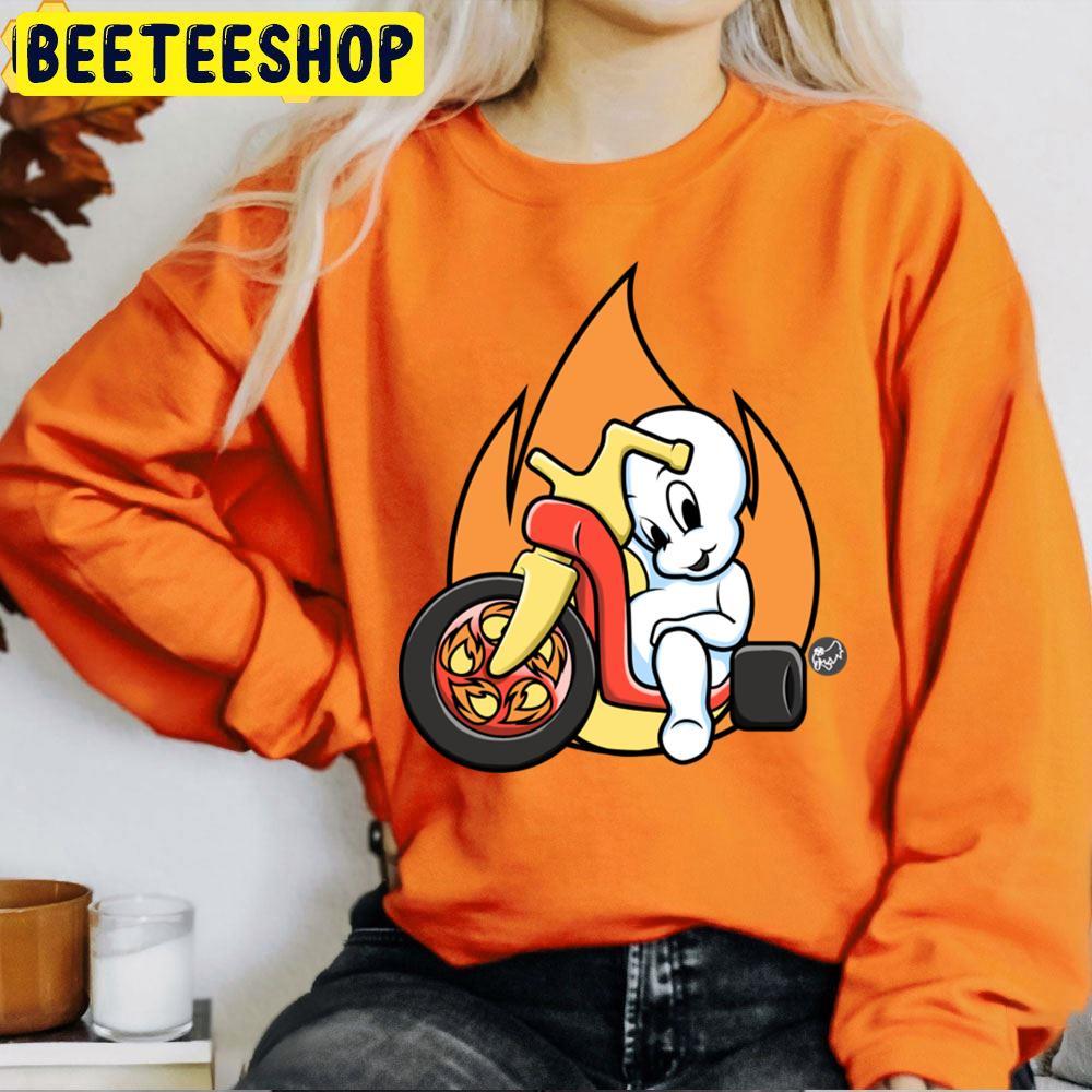Fire Ghost Rider Casper Happy Halloween Beeteeshop Trending Unisex T-Shirt Fire Ghost Rider Casper Happy Halloween Beeteeshop Trending Unisex T-Shirt