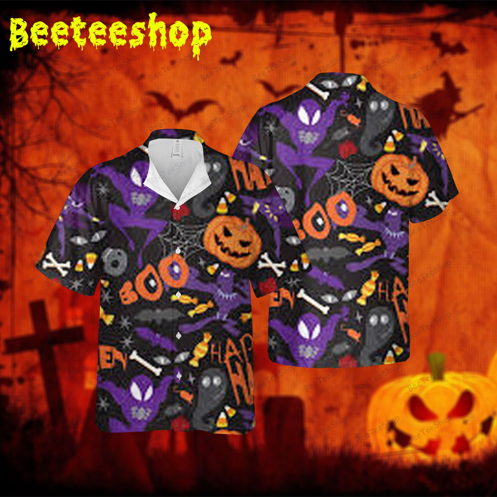 Ghosts Pumpkins Halloween 127 Spread Collar Hawaii Shirt Ghosts Pumpkins Halloween 127 Spread Collar Hawaii Shirt