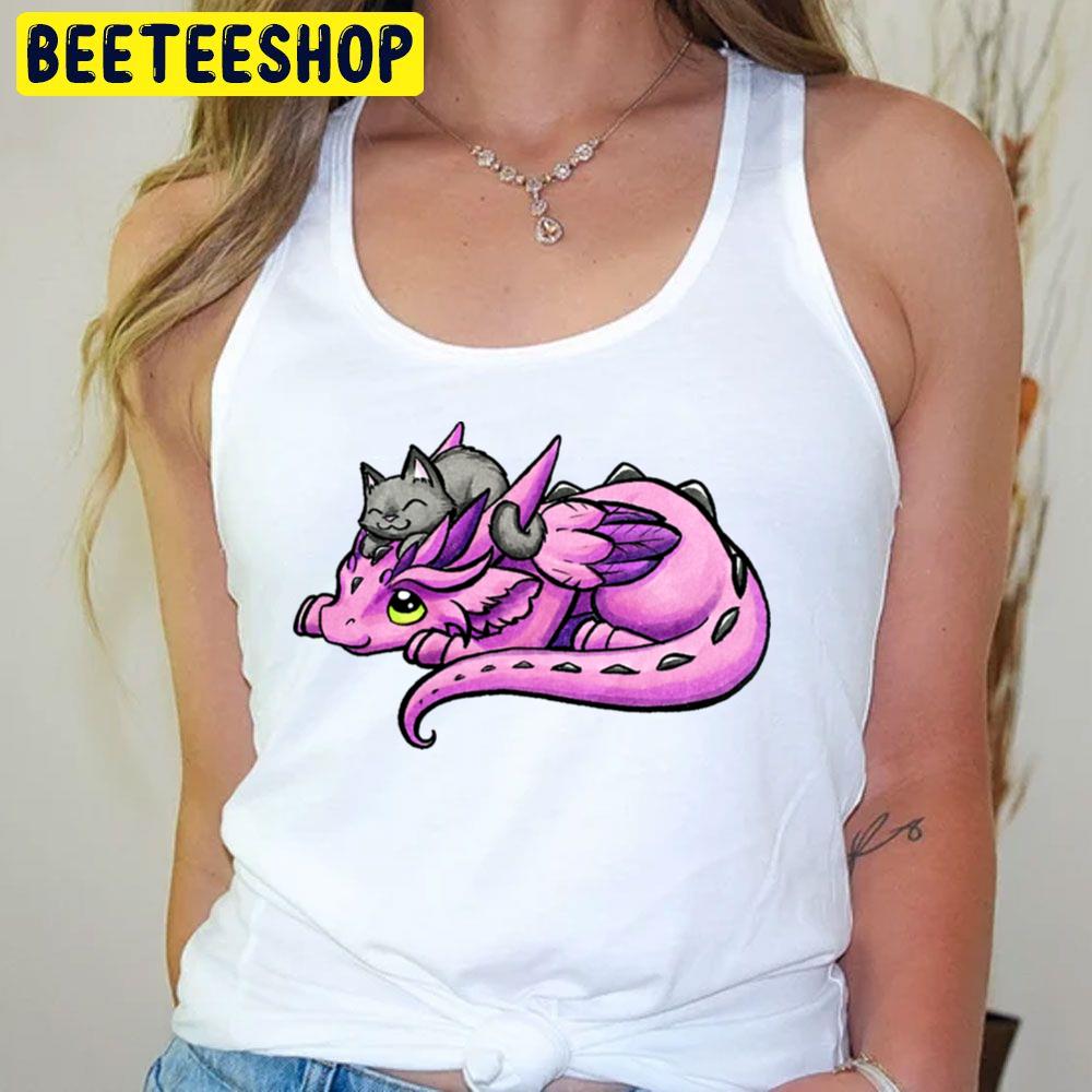Kitty Friend With Dragon Pink Trending Unisex T-Shirt Kitty Friend With Dragon Pink Trending Unisex T-Shirt