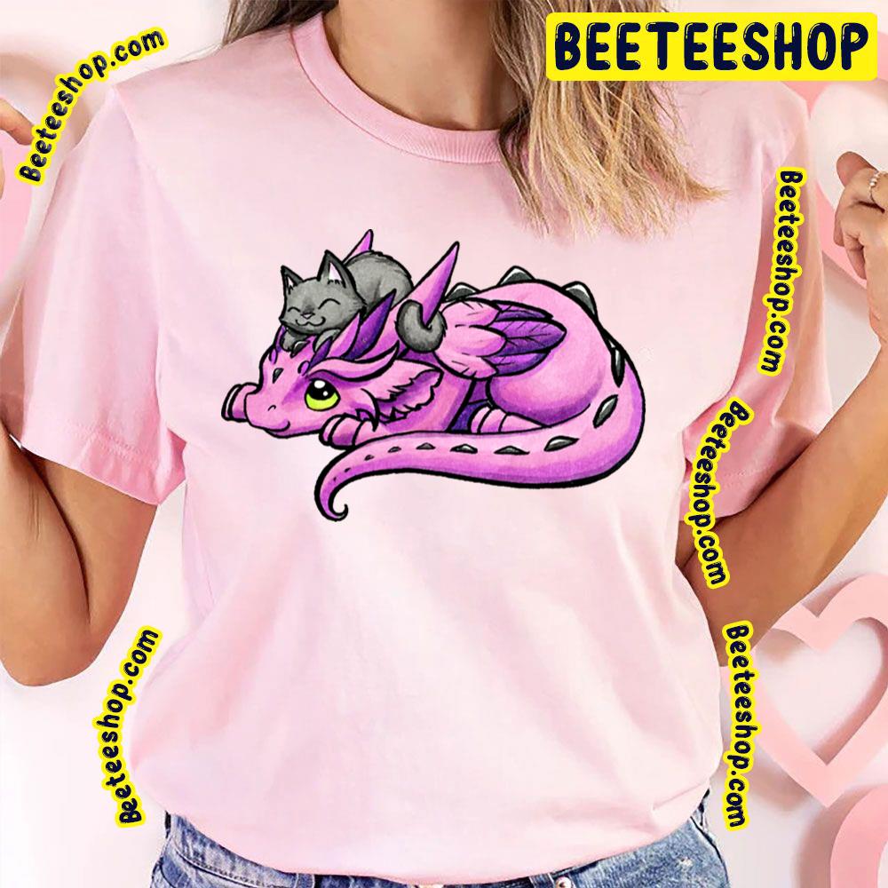 Kitty Friend With Dragon Pink Trending Unisex T-Shirt Kitty Friend With Dragon Pink Trending Unisex T-Shirt