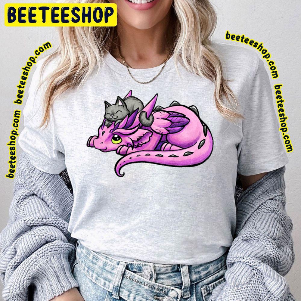 Kitty Friend With Dragon Pink Trending Unisex T-Shirt Kitty Friend With Dragon Pink Trending Unisex T-Shirt