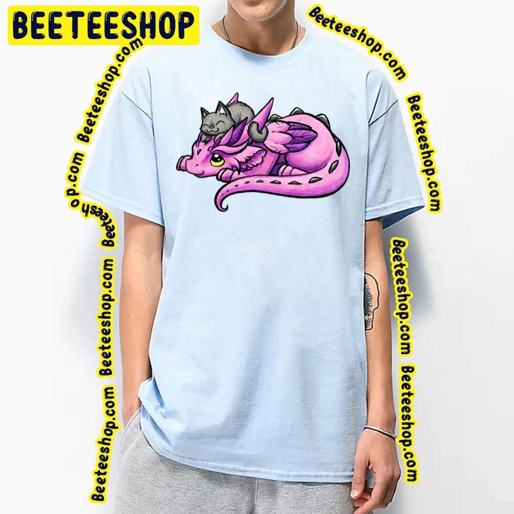 Kitty Friend With Dragon Pink Trending Unisex T-Shirt Kitty Friend With Dragon Pink Trending Unisex T-Shirt