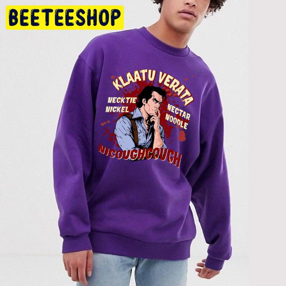 Klaatu Verata Nikto Quote Ash Vs Evil Dead Happy Halloween Beeteeshop Trending Unisex T-Shirt Klaatu Verata Nikto Quote Ash Vs Evil Dead Happy Halloween Beeteeshop Trending Unisex T-Shirt