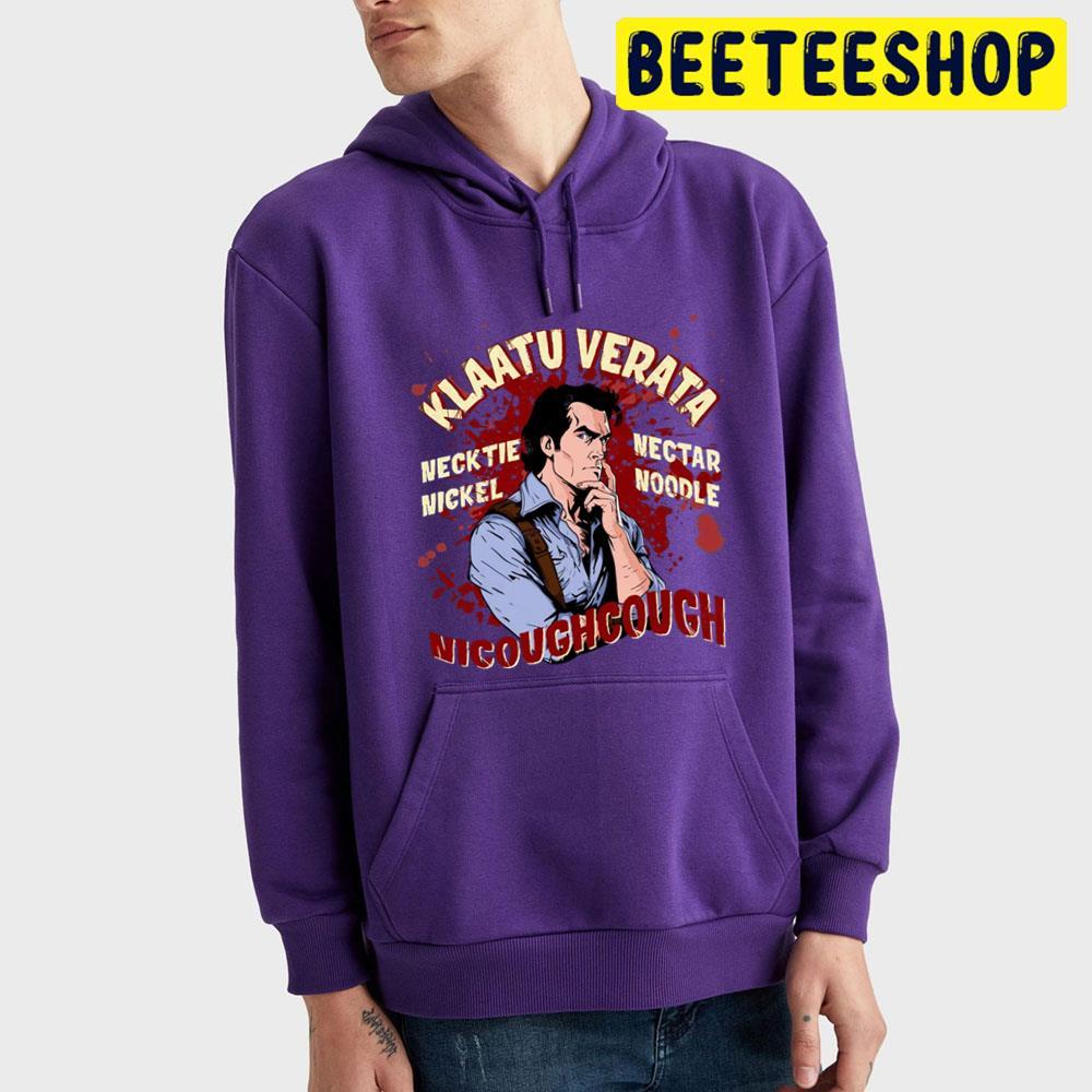 Klaatu Verata Nikto Quote Ash Vs Evil Dead Happy Halloween Beeteeshop Trending Unisex T-Shirt Klaatu Verata Nikto Quote Ash Vs Evil Dead Happy Halloween Beeteeshop Trending Unisex T-Shirt