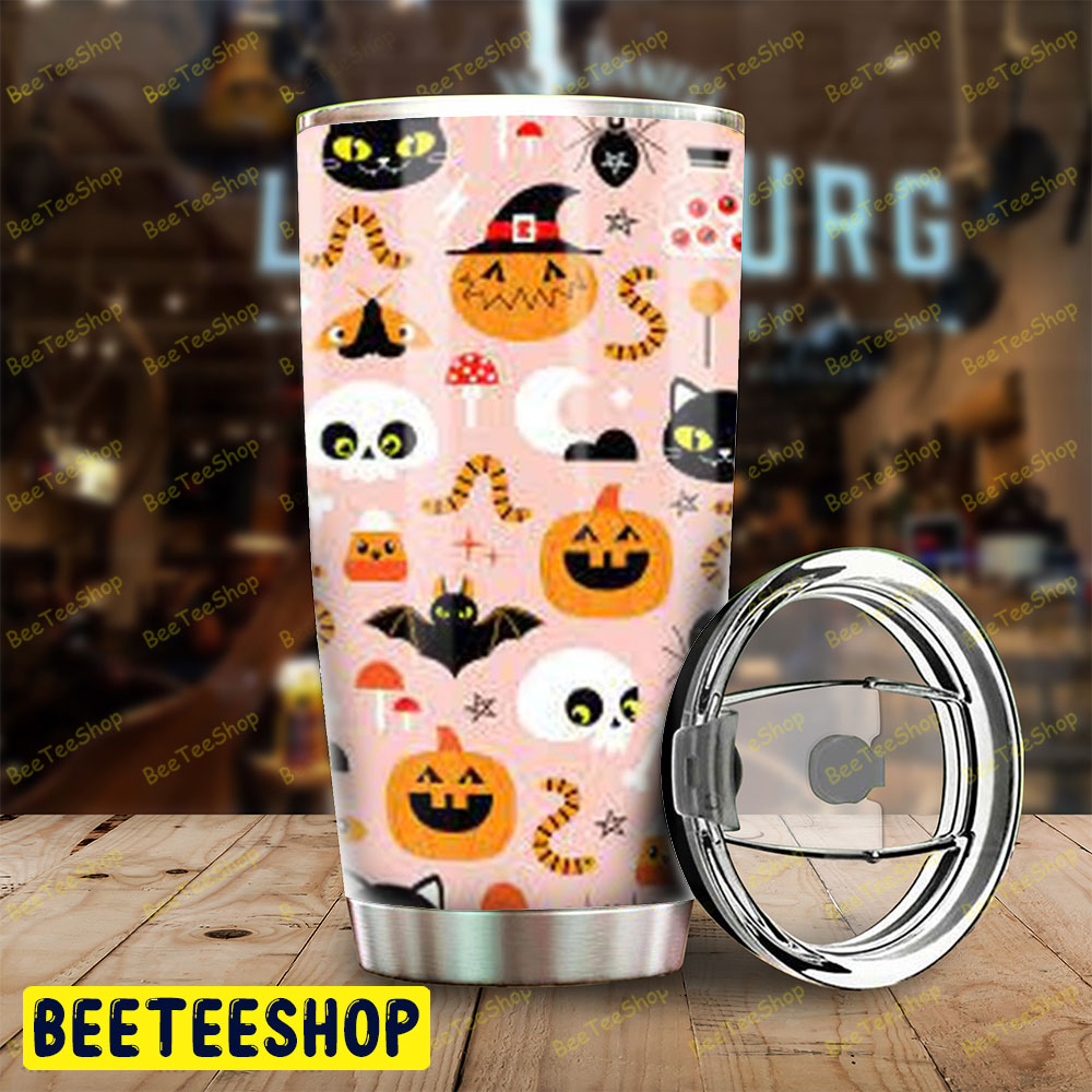 Purple Art Pumpkins Halloween Pattern Tumbler Purple Art Pumpkins Halloween Pattern Tumbler
