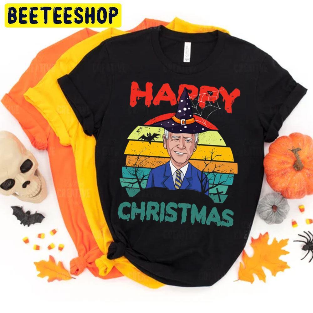 Retro Joe Biden Halloween Happy Christmas Witch Hat Anti Biden Beeteeshop Trending Unisex T-Shirt Retro Joe Biden Halloween Happy Christmas Witch Hat Anti Biden Beeteeshop Trending Unisex T-Shirt
