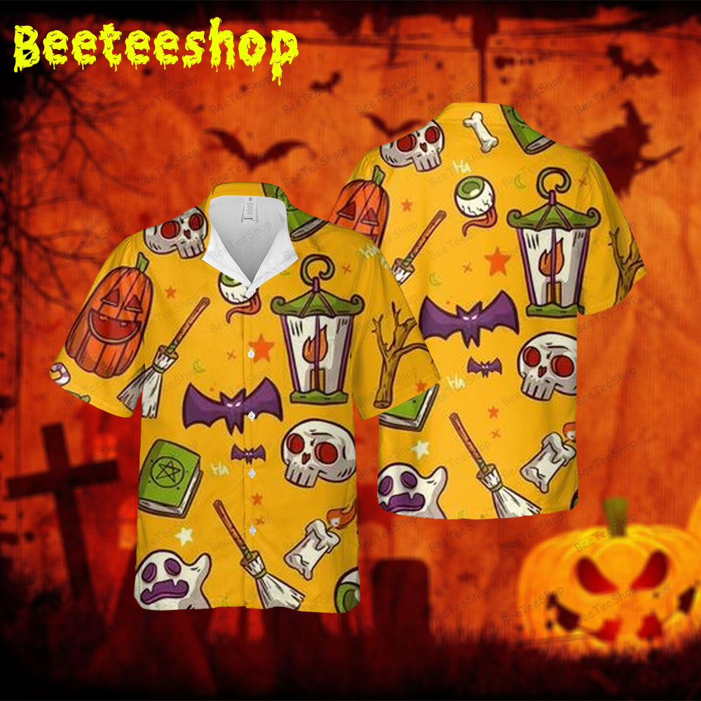 Skulls Bats Boos Pumpkins Halloween 014 Spread Collar Hawaii Shirt Skulls Bats Boos Pumpkins Halloween 014 Spread Collar Hawaii Shirt