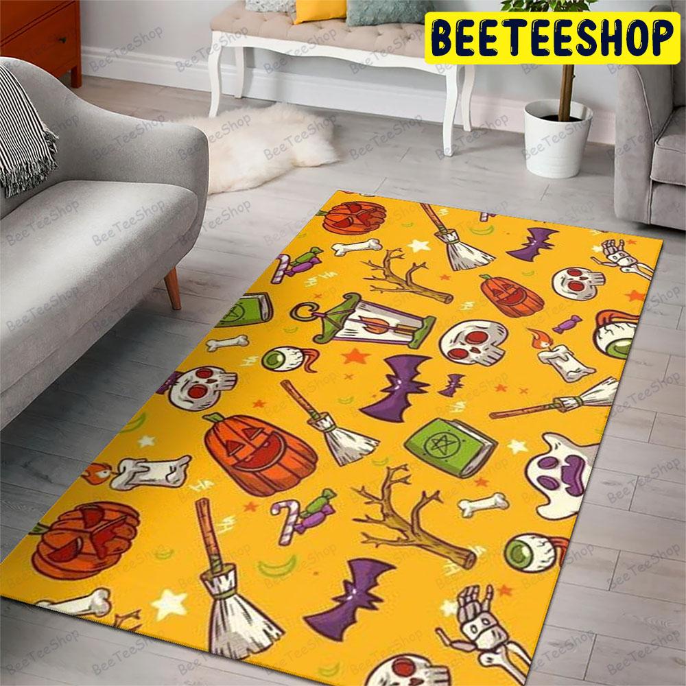 Skulls Bats Boos Pumpkins Halloween Pattern 014 Beeteeshop Rug Rectangle Skulls Bats Boos Pumpkins Halloween Pattern 014 Beeteeshop Rug Rectangle