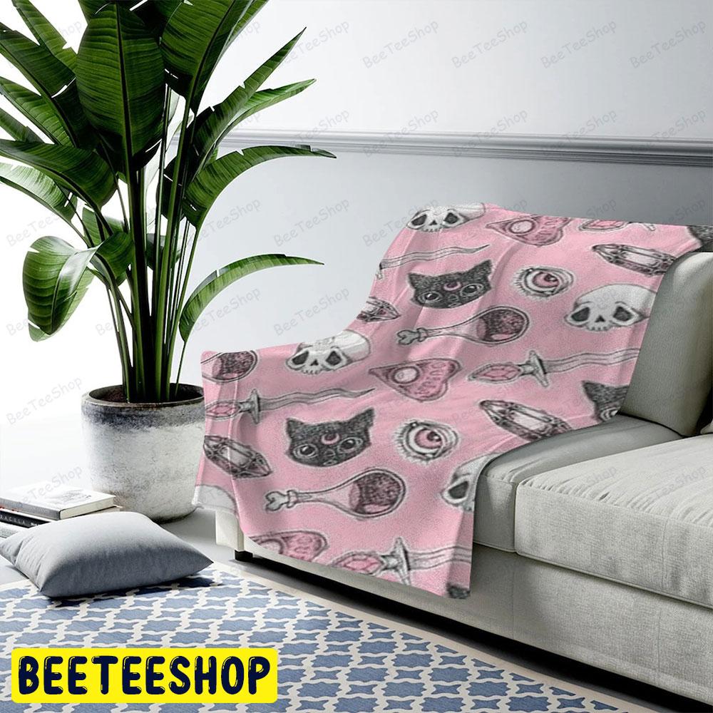 Skulls Cats Halloween Pattern Beeteeshop US Cozy Blanket Skulls Cats Halloween Pattern Beeteeshop US Cozy Blanket