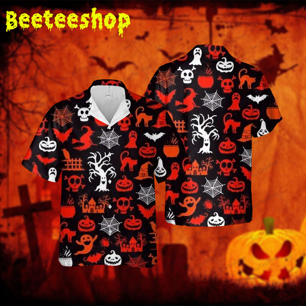 Skulls Pumpkins Halloween 313 Spread Collar Hawaii Shirt Skulls Pumpkins Halloween 313 Spread Collar Hawaii Shirt