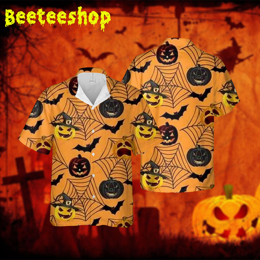 Spiders Bats Pumpkins Halloween 114 Spread Collar Hawaii Shirt Spiders Bats Pumpkins Halloween 114 Spread Collar Hawaii Shirt