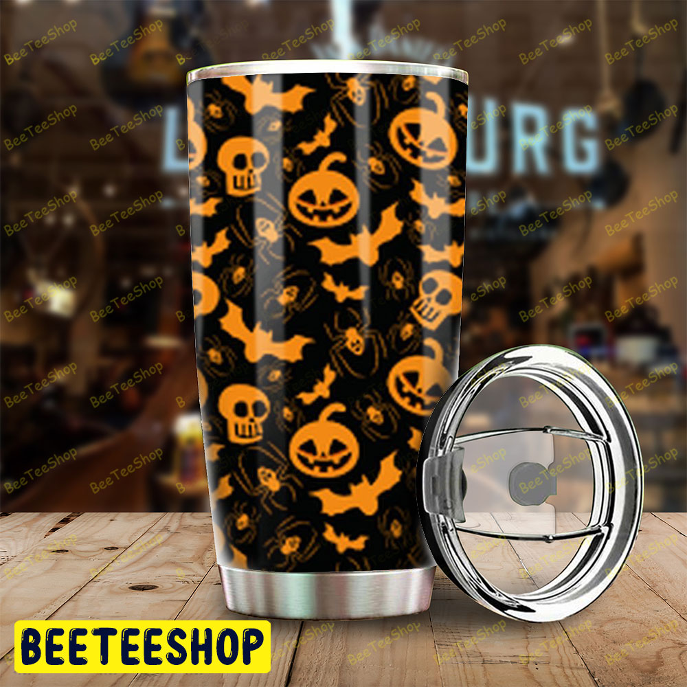 Spiders Skulls Bats Halloween Pattern Tumbler Spiders Skulls Bats Halloween Pattern Tumbler