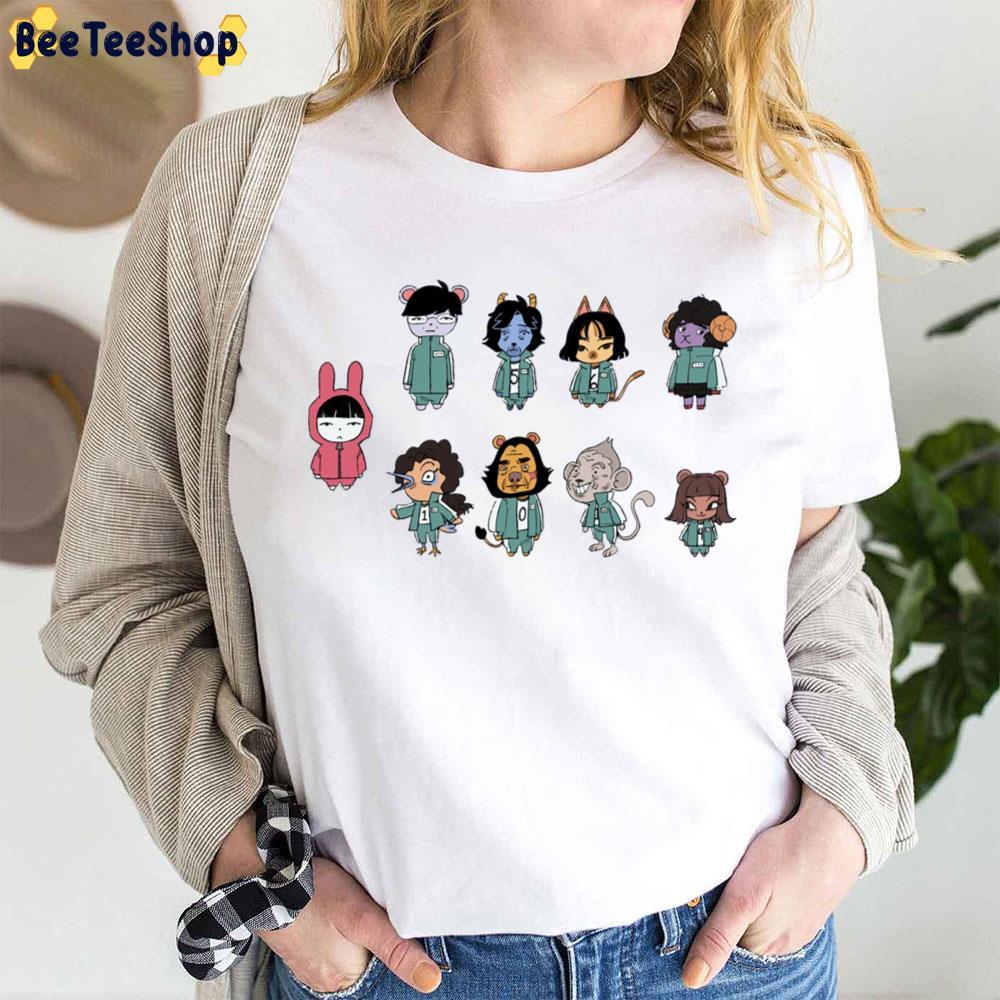 Squid Game Characters Cartoon Moovie 1 Beeteeshop Trending Unisex T-Shirt Squid Game Characters Cartoon Moovie 1 Beeteeshop Trending Unisex T-Shirt