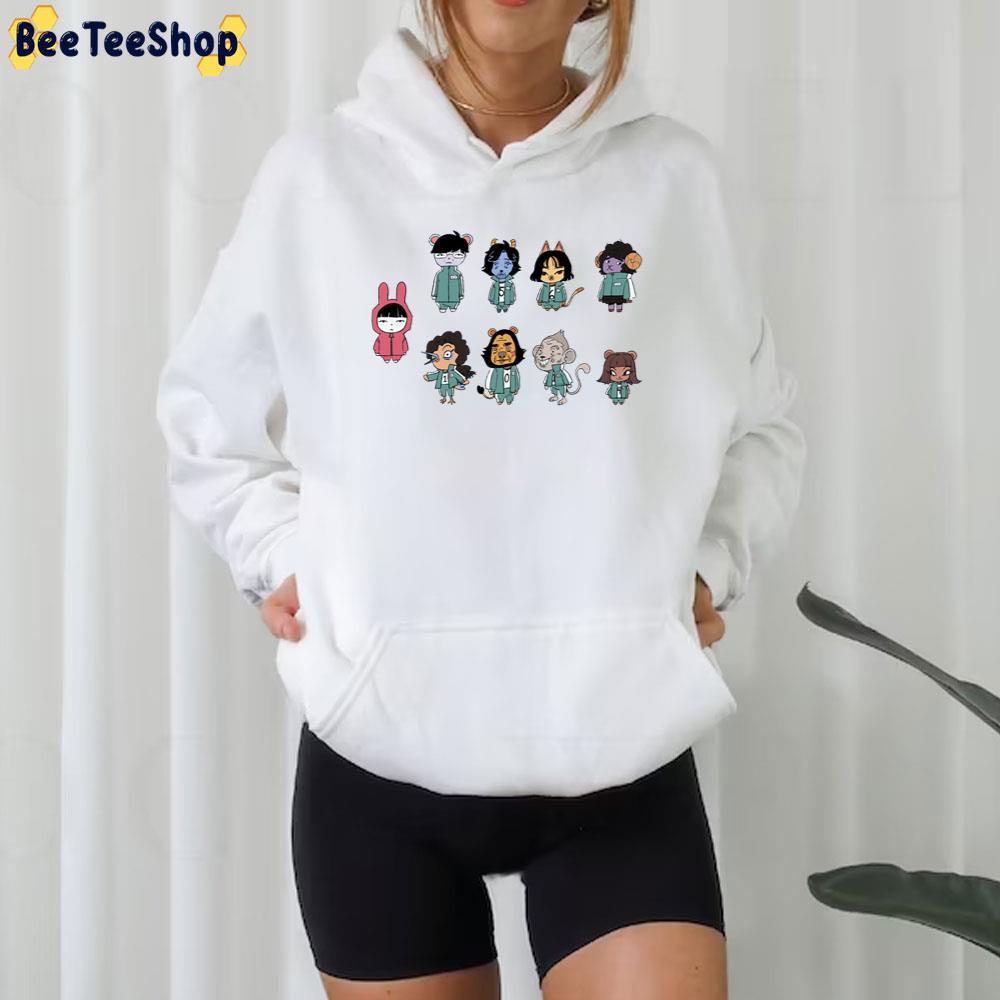 Squid Game Characters Cartoon Moovie 1 Beeteeshop Trending Unisex T-Shirt Squid Game Characters Cartoon Moovie 1 Beeteeshop Trending Unisex T-Shirt