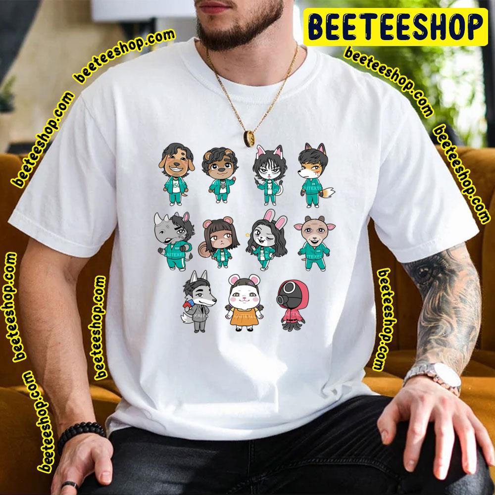 Squid Game Characters Cartoon Moovie 2 Beeteeshop Trending Unisex T-Shirt Squid Game Characters Cartoon Moovie 2 Beeteeshop Trending Unisex T-Shirt