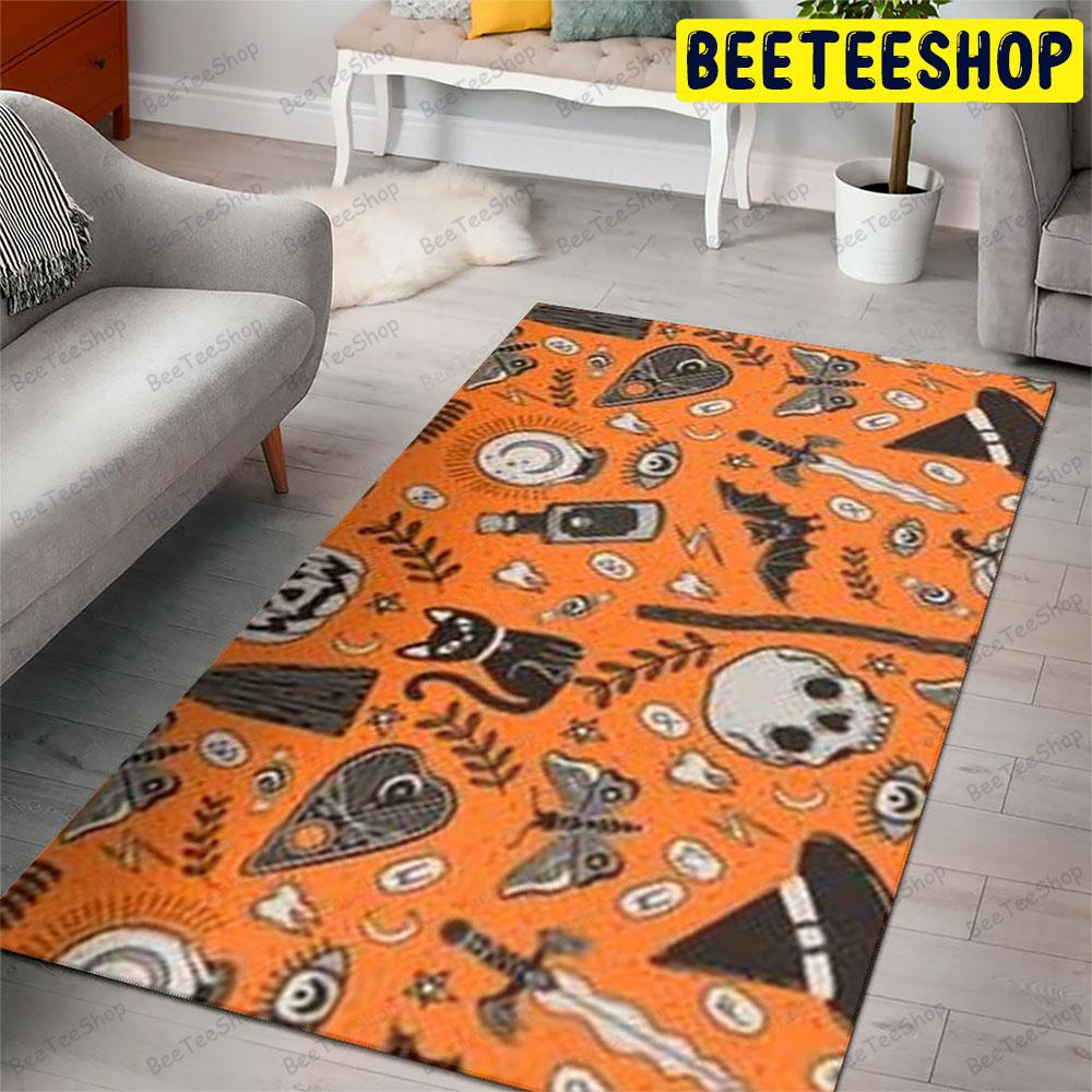 Witch Hats Bats Cats Pumpkins Halloween Pattern Beeteeshop Rug Rectangle Witch Hats Bats Cats Pumpkins Halloween Pattern Beeteeshop Rug Rectangle