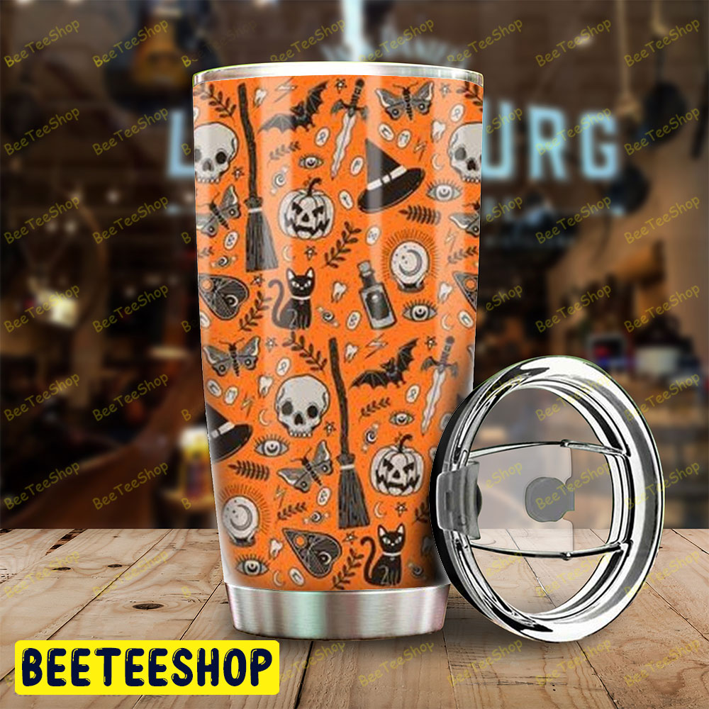 Witch Hats Bats Cats Pumpkins Halloween Pattern Tumbler Witch Hats Bats Cats Pumpkins Halloween Pattern Tumbler