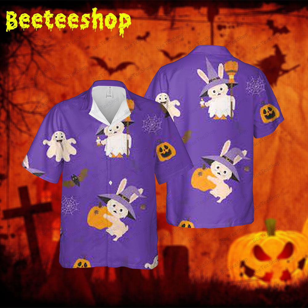 Witch Hats Spiders Ghosts Pumpkins Halloween Spread Collar Hawaii Shirt Witch Hats Spiders Ghosts Pumpkins Halloween Spread Collar Hawaii Shirt