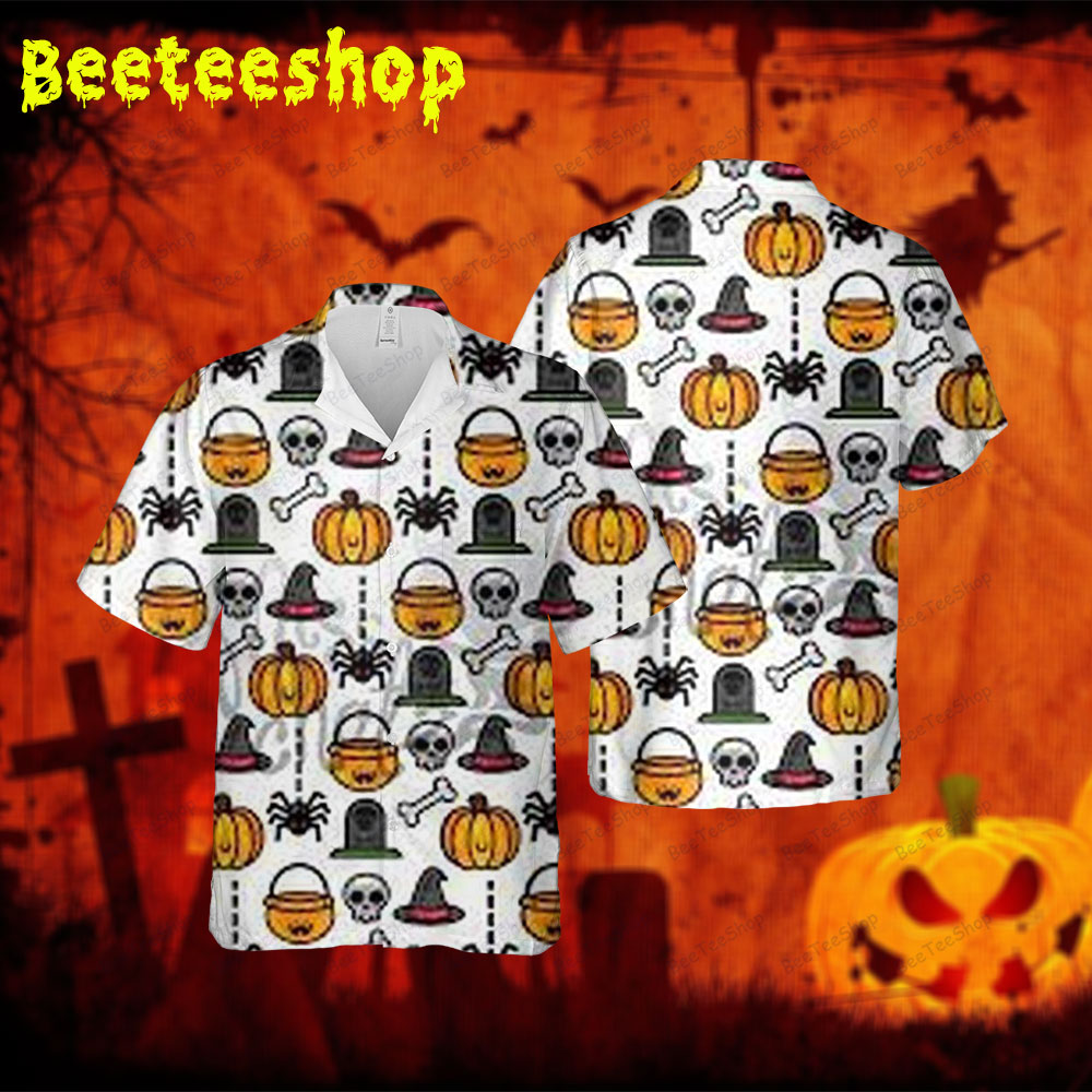 Witch Hats Spiders Pumpkins Halloween 087 Spread Collar Hawaii Shirt Witch Hats Spiders Pumpkins Halloween 087 Spread Collar Hawaii Shirt