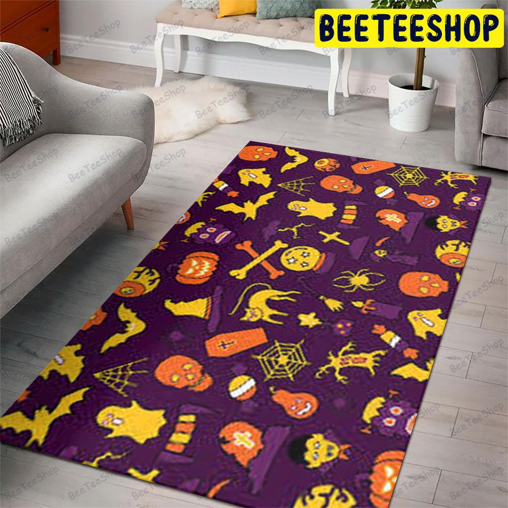 Witch Hats Spiders Skulls Bats Cats Ghosts Pumpkins Halloween Pattern Beeteeshop Rug Rectangle Witch Hats Spiders Skulls Bats Cats Ghosts Pumpkins Halloween Pattern Beeteeshop Rug Rectangle