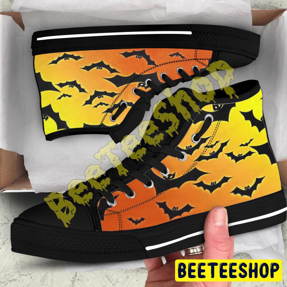 Bats Halloween Pattern 037 Beeteeshop Adults High Top Canvas Shoes Bats Halloween Pattern 037 Beeteeshop Adults High Top Canvas Shoes