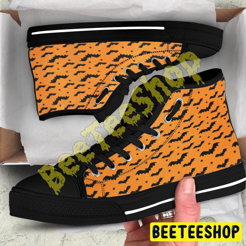 Bats Halloween Pattern 056 Beeteeshop Adults High Top Canvas Shoes Bats Halloween Pattern 056 Beeteeshop Adults High Top Canvas Shoes