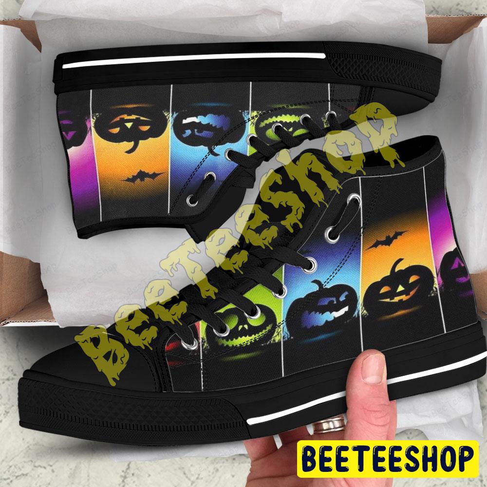 Bats Pumpkins Halloween Pattern 151 Beeteeshop Adults High Top Canvas Shoes Bats Pumpkins Halloween Pattern 151 Beeteeshop Adults High Top Canvas Shoes
