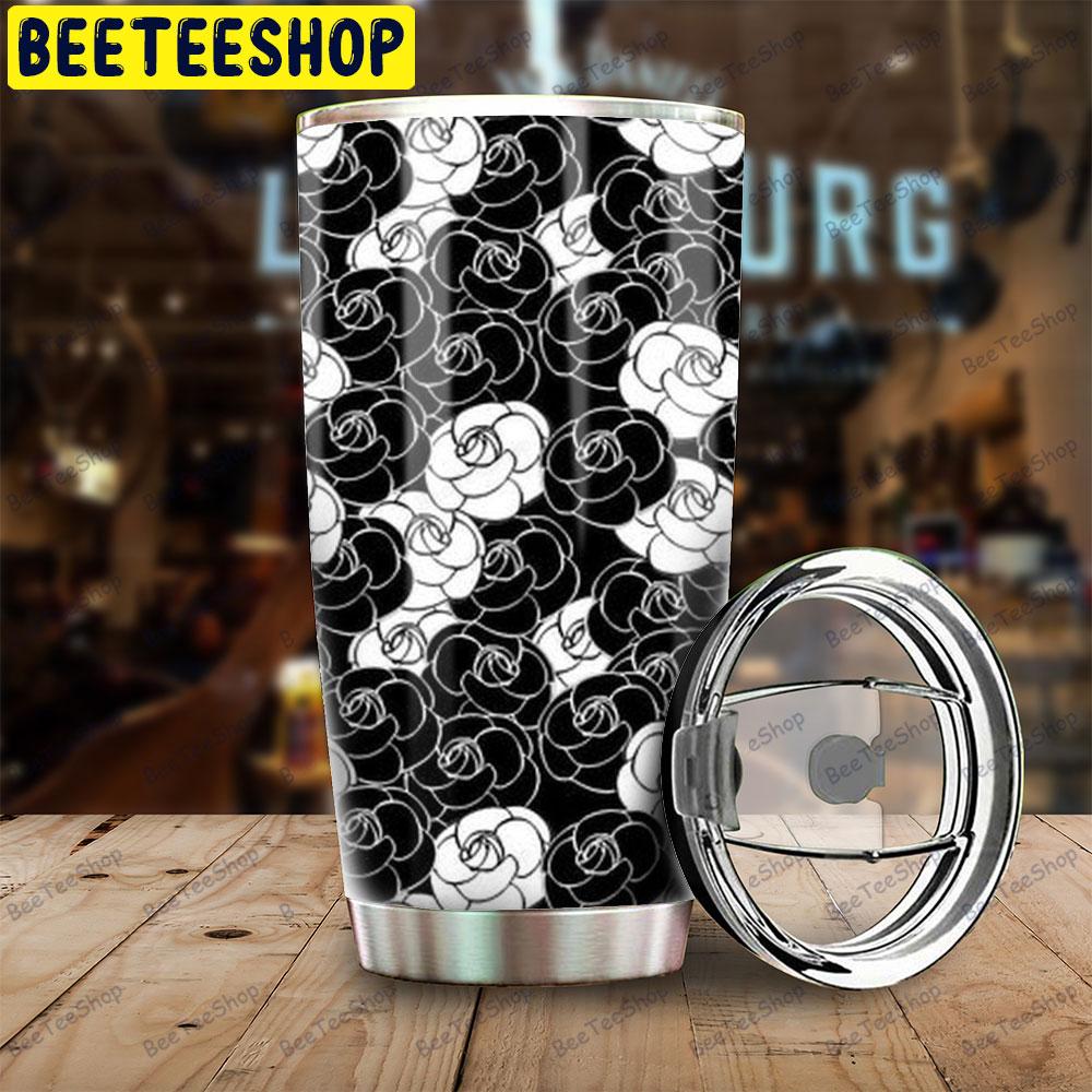 Black White Flower Chanel Beeteeshop Tumbler Black White Flower Chanel Beeteeshop Tumbler