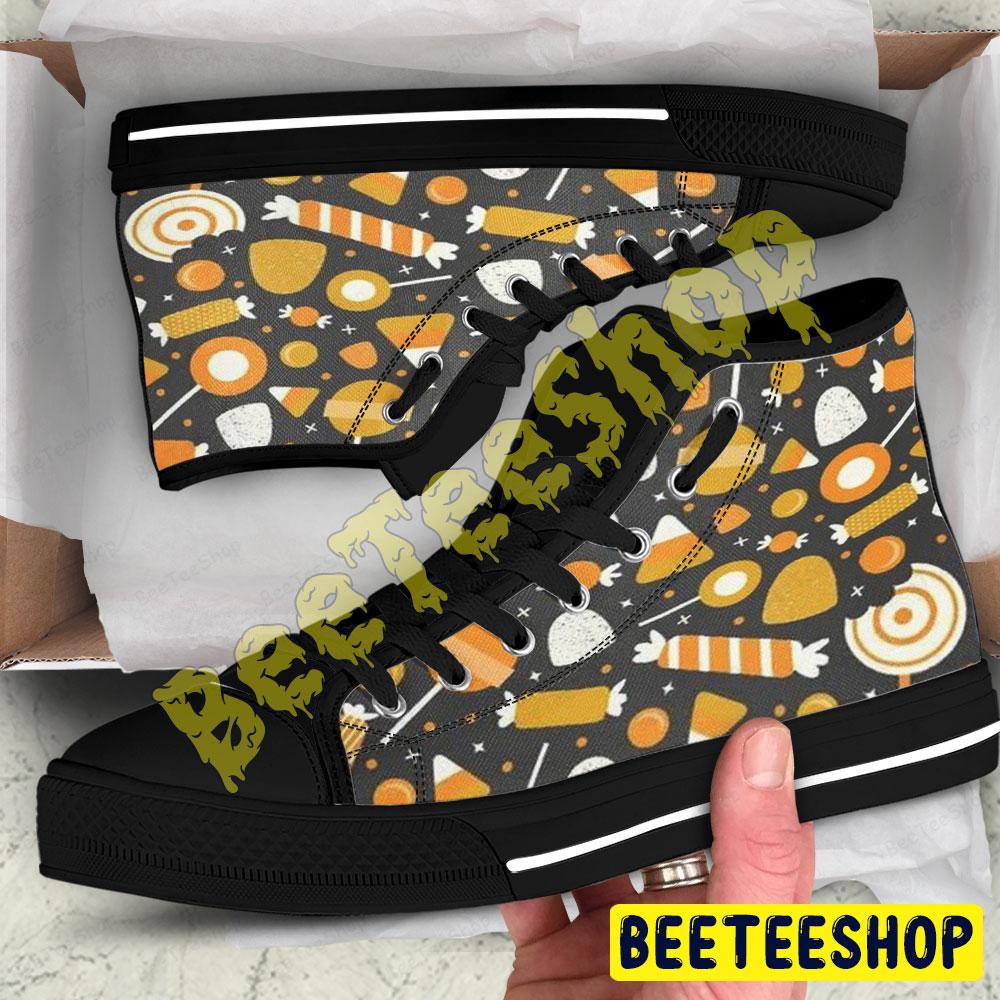 Candy Halloween Pattern 033 Beeteeshop Adults High Top Canvas Shoes Candy Halloween Pattern 033 Beeteeshop Adults High Top Canvas Shoes